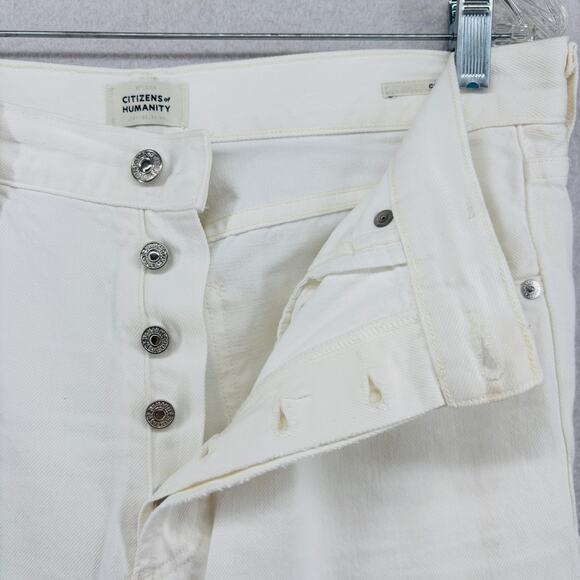 CITIZENS OF HUMANITY Jeans 29 Charlotte High Rise Straight Buttonfly White USA - Picture 8 of 16